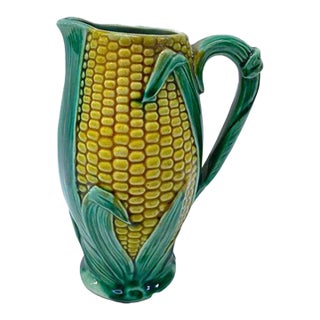 Vintage Majolica Corn Pitcher For Sale