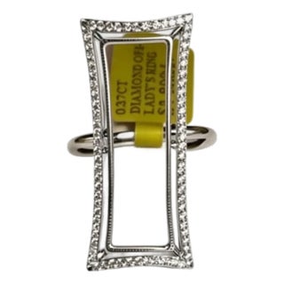 Late 20th Century 14K White Gold Diamond Open Cocktail Ring Estate, Size 6.5 For Sale