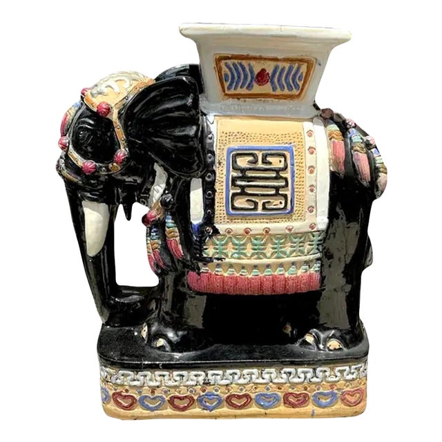 Vintage Chinese Ceramic Elephant Garden Stool For Sale