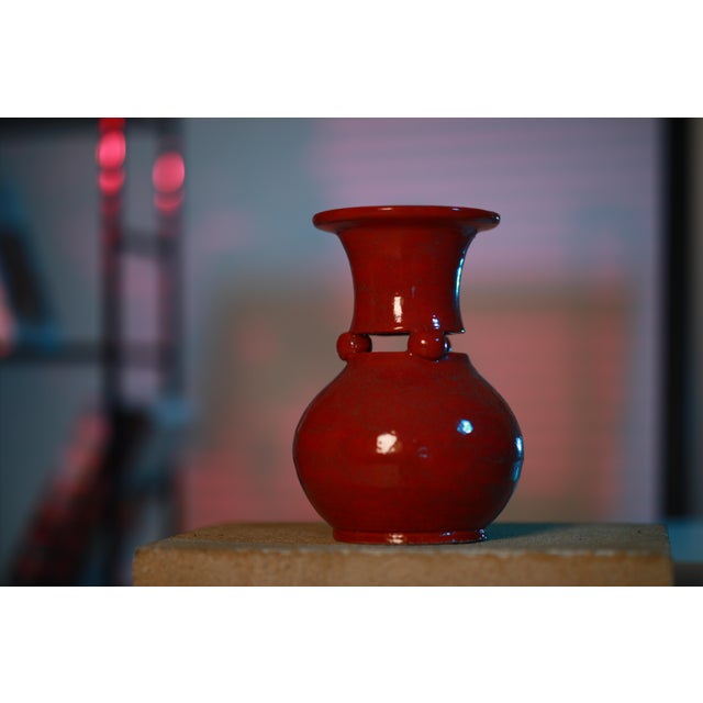 2020s Red Ceramic Vase, Handmade Sculptural Pottery, Unique Clay Art, Statement Home Decor For Sale - Image 5 of 8