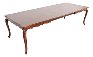 Kindel Furniture French Provincial Louis XV Carved Burled Walnut Extension Dining Table, Newly Refinished