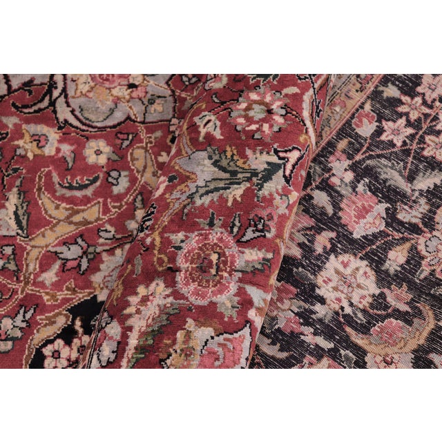 Textile Traditional Kashan 1990's Medallion Pak-Persian Black/Red Wool Rug - 9'0'' X 12'3'' For Sale - Image 7 of 9