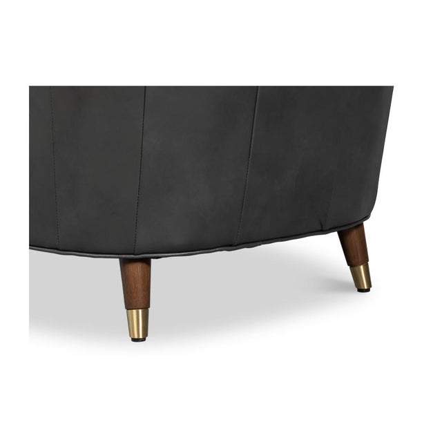 Mid-Century Modern Gray Leather Armchair For Sale - Image 10 of 12