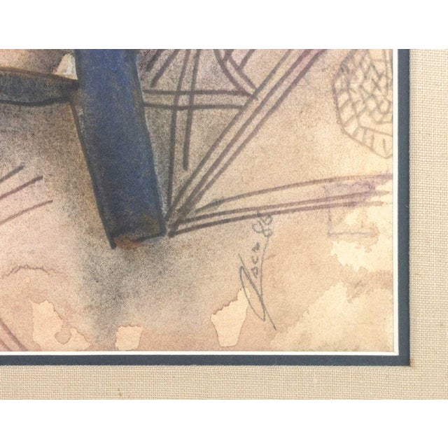 Illegibly Signed Abstract Chair Watercolor, 1986 For Sale In New York - Image 6 of 7