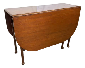 Vintage Queen Anne Style Mahogany Gate-Leg Drop Leaf Dining Table/ Console