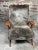 Vintage Scandinavian armchair 1950 in tinted beech and covered with a taupe -colored plush fabric. Good condition, no...