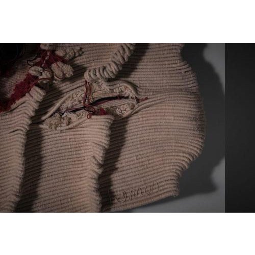 Large handwoven sculptural wall tapestry, France 1970s. Made with much tactility and persuasion from fine 100% shear wool...