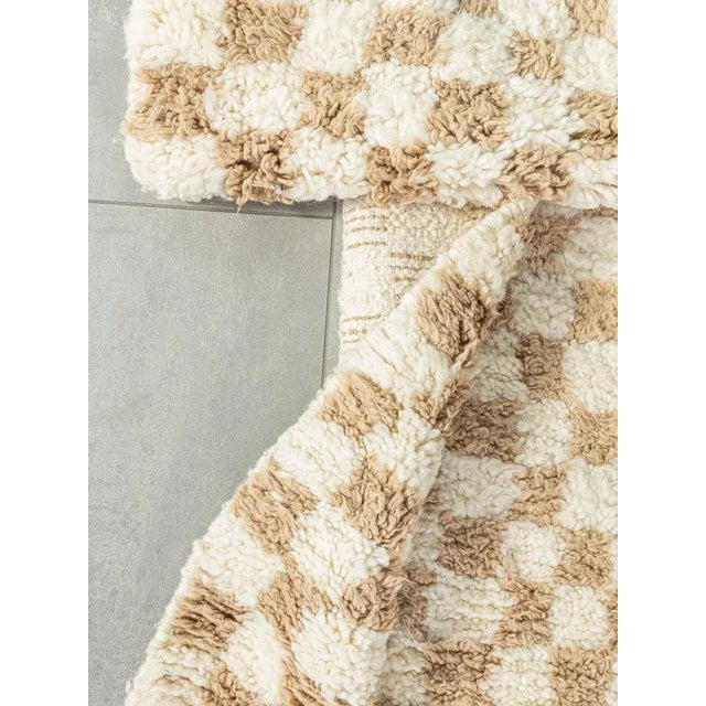 Beige Checked Berber Rug, 2010s For Sale - Image 8 of 11