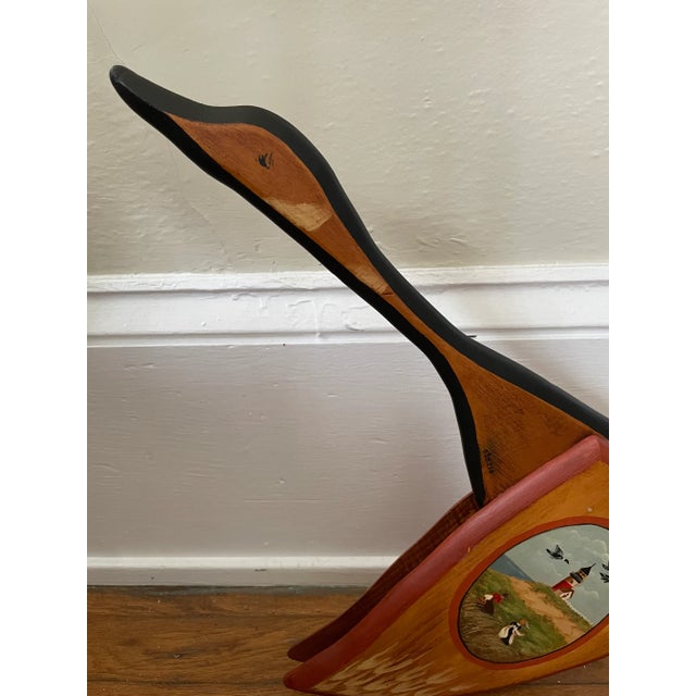 Late 20th Century Hand Painted Wooden Folk Art Goose For Sale In Greenville, SC - Image 6 of 7