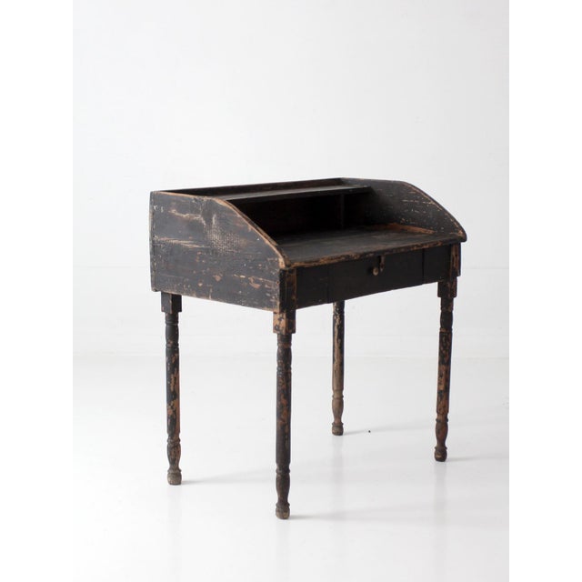 Antique Primitive Painted Wood Writing Desk With Cubbies For Sale - Image 17 of 18