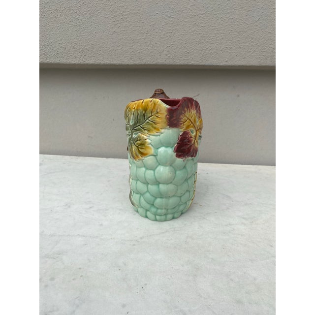 French Country French Majolica Grape Pitcher Orchies, Circa 1890 For Sale - Image 3 of 6