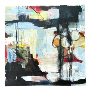 Vintage Abstract Expressionist Oil Painting on Canvas For Sale