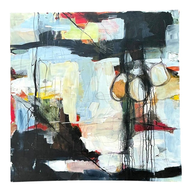 Vintage Abstract Expressionist Oil Painting on Canvas For Sale