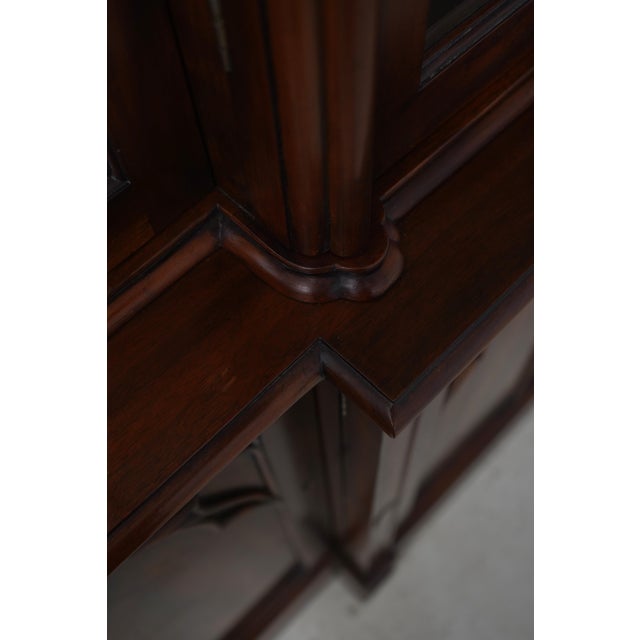 John Widdicomb Vintage Large Walnut Gothic Design Breakfront Display Bookcase For Sale - Image 14 of 18
