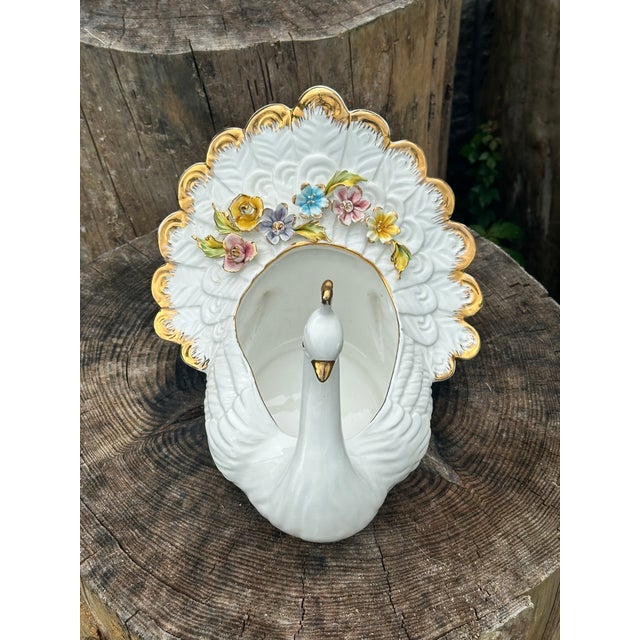 Italian Italian Vintage Porcelain Swan Planter, Vase by Capodimonte. For Sale - Image 3 of 11