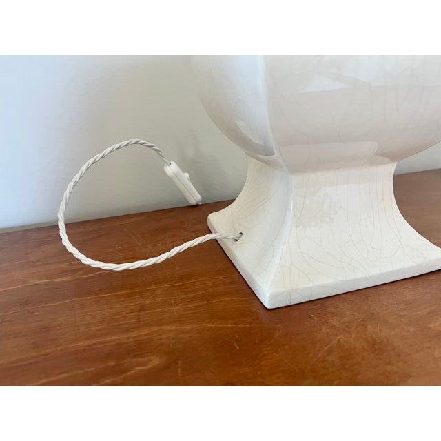 White Vintage Crackle Glaze Ceramic Table Lamp, France, 1970s For Sale - Image 8 of 16