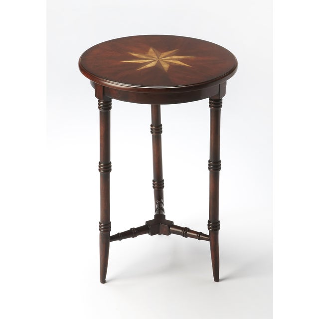 Spritely Home Accent Furniture Isla 16 in. W Round Wood 3 Leg Side Table, Cherry For Sale - Image 4 of 4
