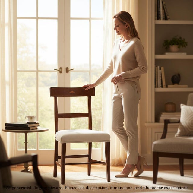 Antique 19th Century Set of 8 Inlaid Mahogany Dining Chairs – Shell Marquetry This exceptional 19th Century set of eight...