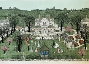 1980s "Country Wedding" Cuca Romley Signed and Numbered Color Etching