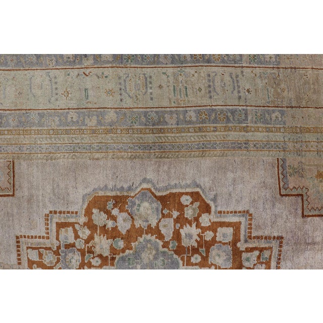 Vintage Turkish Oushak Rug in Brown, Pale Green, Taupe & Taupe Light Purple For Sale - Image 14 of 17