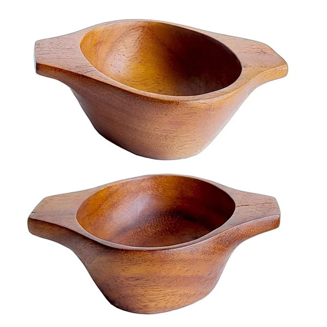 1960s Taverneau Wood Snack Bowls in the Style of Arthur Umanoff, Set of 2 For Sale - Image 9 of 9