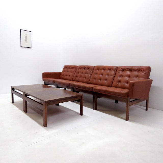 Mid-Century Modern Ole Gjerlov-Knudsen & Torben Lind ‘Moduline’ Leather Seating Set, 1962 For Sale - Image 3 of 10