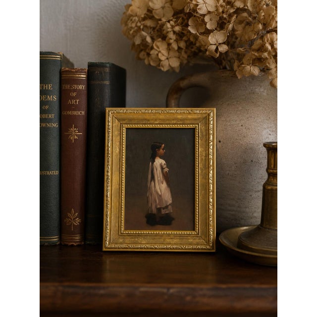 An intimate miniature portrait inspired by French painter Léon Bonnat (1833–1922), professionally printed on metallic...
