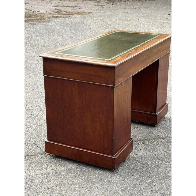 Victorian Mahogany Pedestal Desk with Green Top For Sale - Image 11 of 13