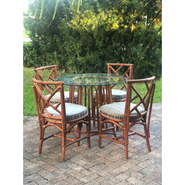 Ficks Reed Dining Set Hollywood Regency Style With 4 Chairs For Sale - Image 10 of 10