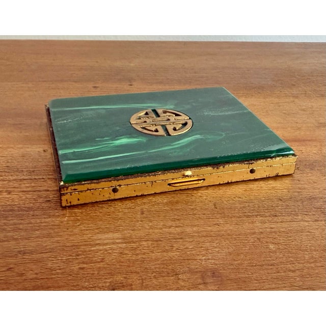Metal Faux Malachite Cigarette Box For Sale - Image 7 of 7