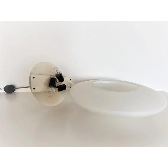 Black Large Italian Opaline Glass and Brass Pendant Light from Stilnovo, 1970s For Sale - Image 8 of 13