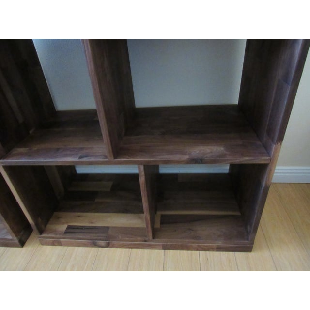 Brown Modern Walnut Tall Narrow Bookcase For Sale - Image 8 of 12