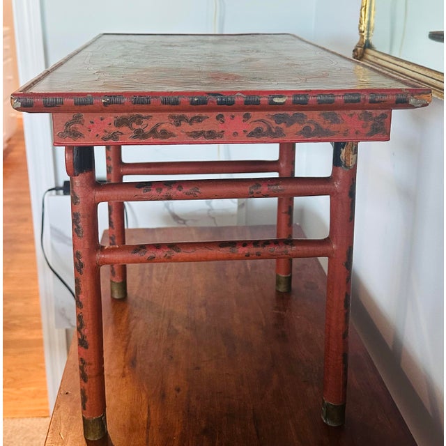 Chinese Red Lacquer Side Table, Drinks Table, 19th C. For Sale - Image 4 of 11
