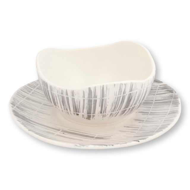 Mid-Century Modern French Faux Bois Soup & Salad Set, Service for 8 For Sale - Image 3 of 6