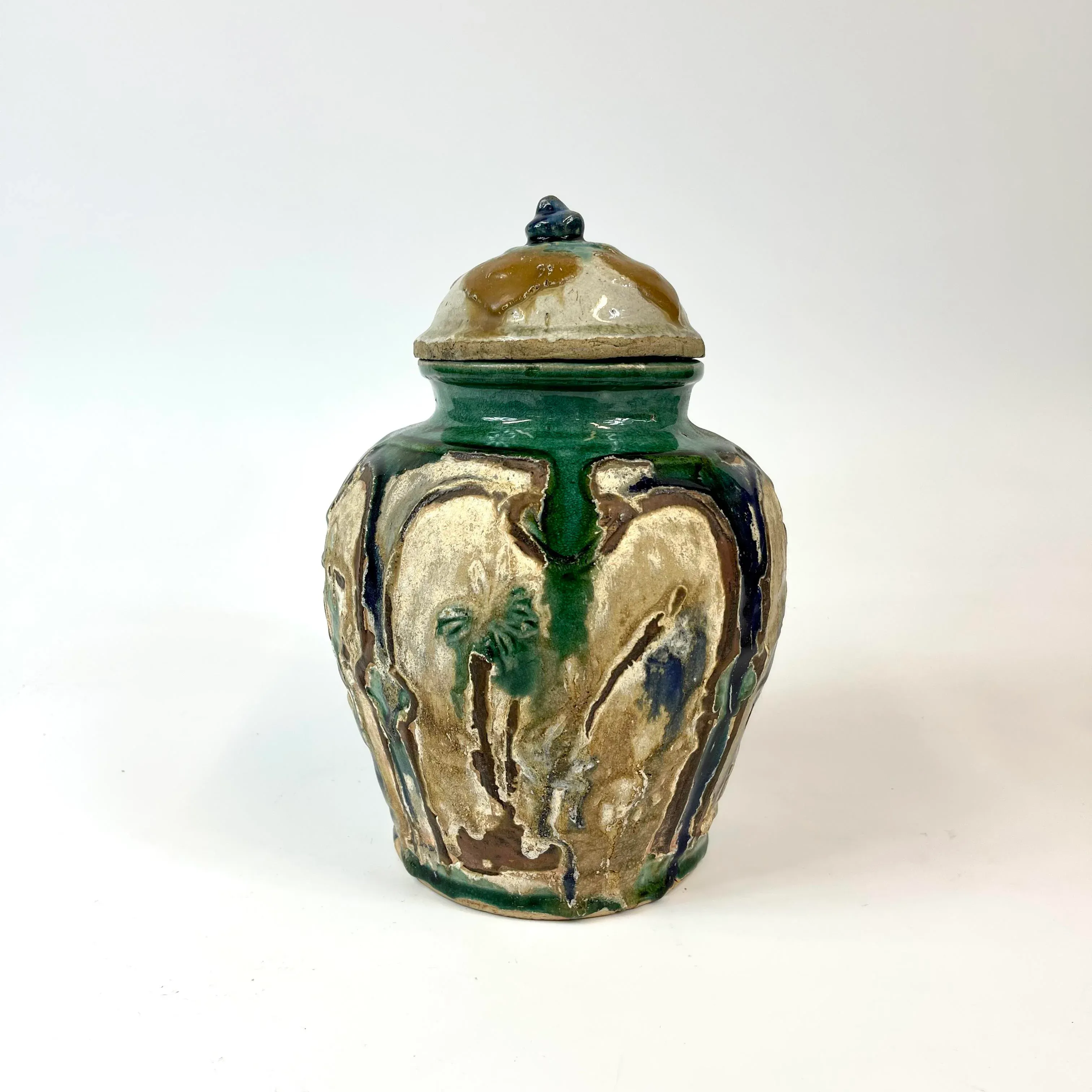 17th Century Chinese Tricolored Ginger Jar With Palm Trees | Chairish