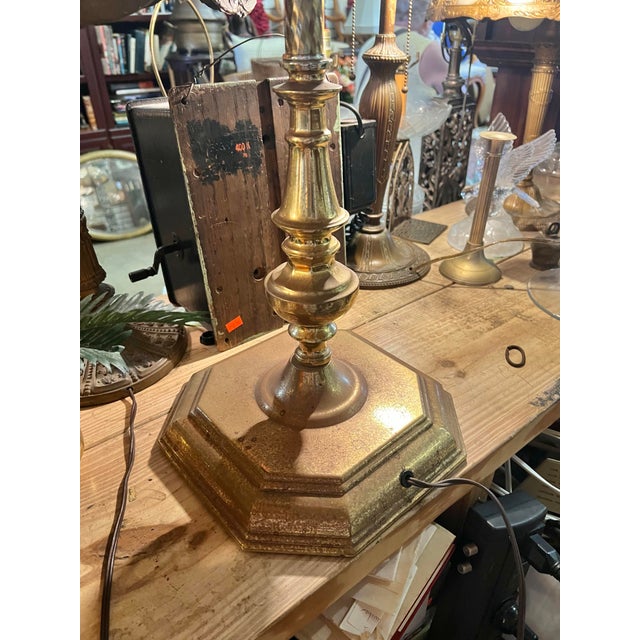 Mid 20th Century Mid 20th Century Mid Century Modern Brass Floor Lamp With Octagon Glass Table For Sale - Image 5 of 5