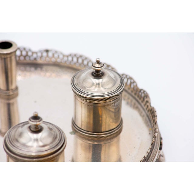 Silver Inkwell with Grid, in Very Good conditions. Designed before 1890 This piece has an attribution mark, I am sure that...