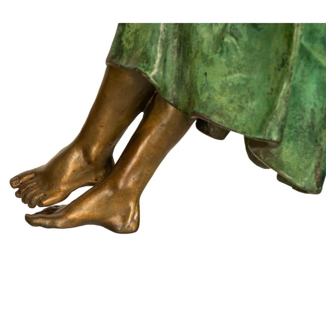 Antique Italian Art Nouveau Cold Painted Bronze Orientalist Figure Arab Girl by Ferdinando De Luca 1900 For Sale - Image 11 of 12