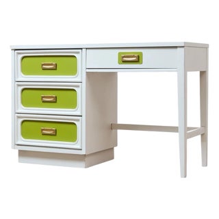 Space Age 60’s Olive Green and White Desk For Sale
