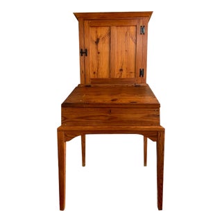 Late 19th Century Antique Pine Paymaster Desk With Hutch For Sale