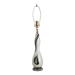 Murano Art Glass White With Stretched Purple Ovals Table Lamp