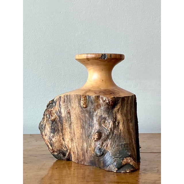 Contemporary Vintage Boho Hand Carved Cypress Knot Vase For Sale - Image 3 of 12
