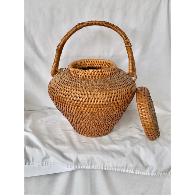 Wood Vintage Large Lidded Basket For Sale - Image 7 of 13