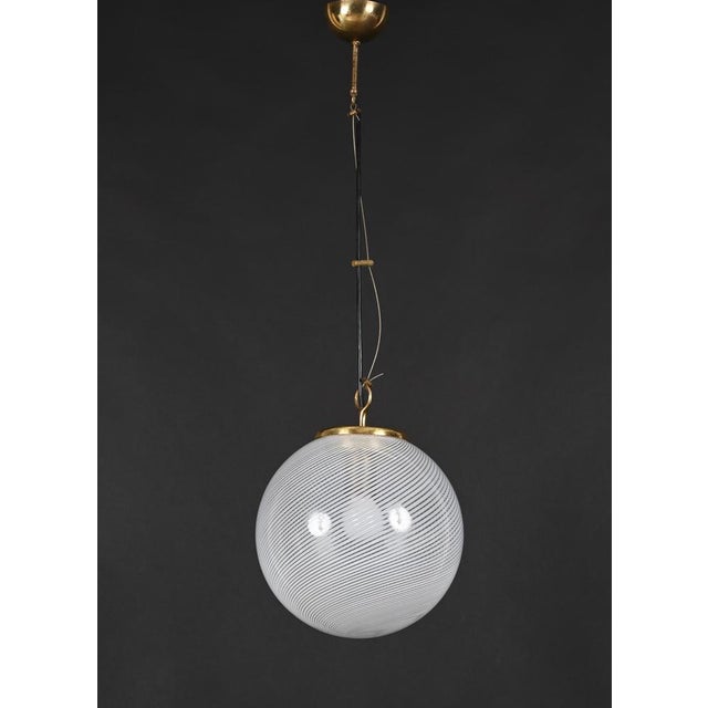 Mid-Century Tessuto White and Crystal Murano Glass Chandelier from Venini, 1970s For Sale - Image 11 of 18