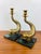 1970s Vintage Antique Dolphin / Fish Brass & Marble Pair of Candle Holders For Sale - Image 5 of 8