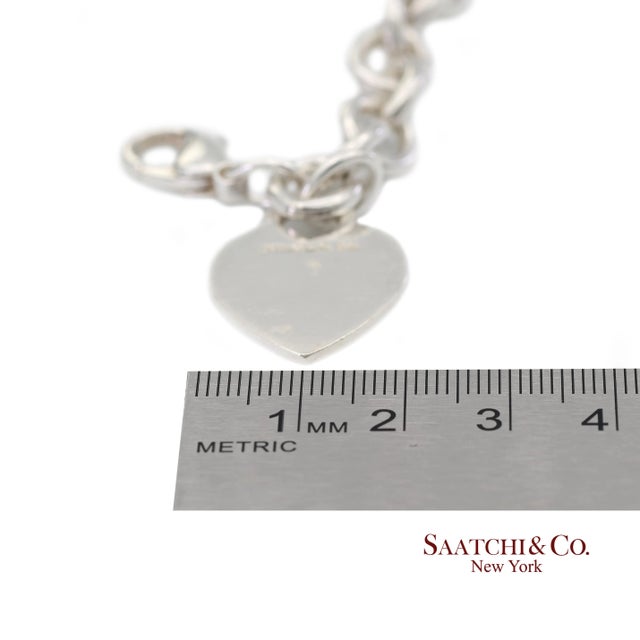 Tiffany & Co. 925 Sterling Silver Heart Charm Cable Chain Bracelet For Sale - Image 10 of 11