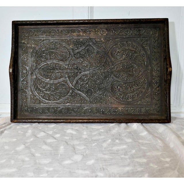 1900 - 1909 Oriental Folk Art Carved Tray, 1900s For Sale - Image 5 of 10