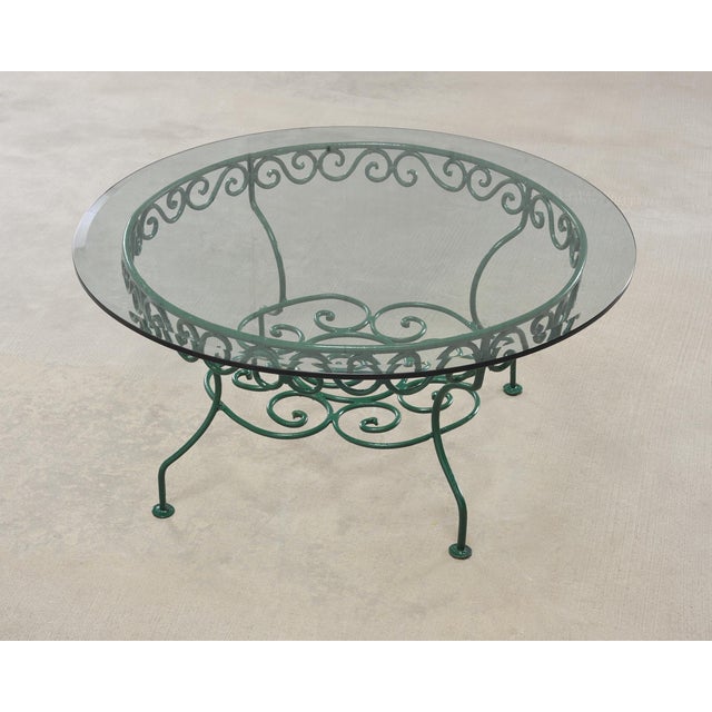 Late 20th Century o.w. Lee American Regency Style Wrought Iron and Glass Scrolled Garden Table For Sale - Image 5 of 18