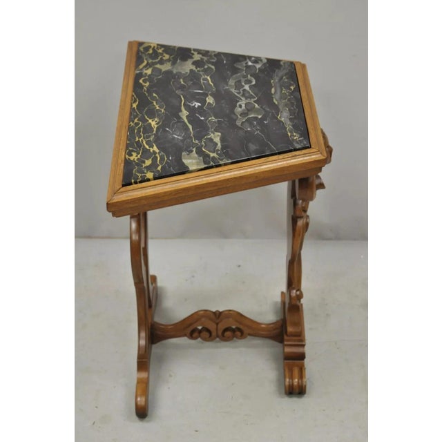Early 20th Century Italian Renaissance Figural Carved Marble Top Side Table With Winged Cherub Head For Sale - Image 11 of 12