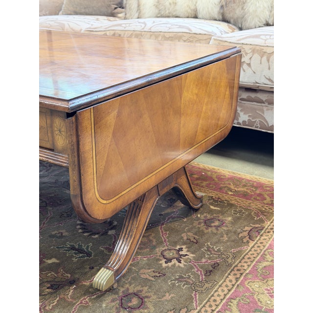 Jonathan Charles Jonathan Charles Parquetry Top Drop Leaf Cocktail Table For Sale - Image 4 of 12